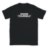 Black women's T-shirt featuring bold BELIEVE IN YOURSELF graphic in white on the front.