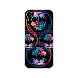 Urban Palm Trees iPhone Case (13-16) with retro palm artwork, matte finish, slim protective TPU.