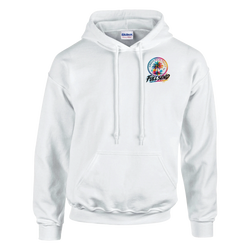White men's streetwear hoodie featuring a "Full Send" Urban Palm Trees graphic, perfect for petrolhead car culture and casual meets.