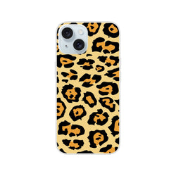 Classic leopard print iPhone case for iPhone 13-16, retro animal print in tan and black.