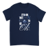 Navy cotton-blend graphic T-shirt with "It's OK Not To Be OK" slogan and blue floral design.