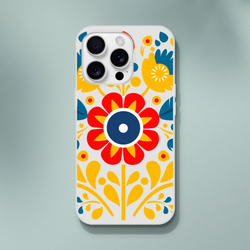 Floral Phone Case Slim Protective Cover for iPhone 13–16; transparent frosty shell with bold colorful flowers