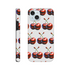 Cherries tough protective iPhone case for 16/15/14/13 with wraparound print on back and sides, glossy finish.