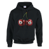 Lucky Cherries Jumper women's hoodie in black with twin red cherries and 8-ball print.