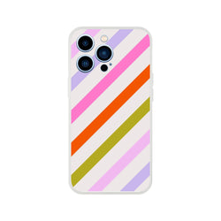 Pastel rainbow diagonal stripe iPhone case for iPhone 13–16 with slim profile and matte finish.