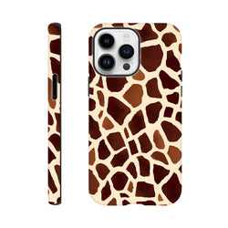 Tough iPhone case featuring a bold giraffe print safari animal pattern that wraps cleanly around the edges for wild streetwear style.