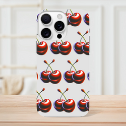 Cherries pattern tough protective phone case with double-layer protection for iPhone 16/15/14/13, wraparound print
