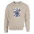 Beige women's cotton-blend sweatshirt featuring blue floral design and It's OK Not to Be OK text.