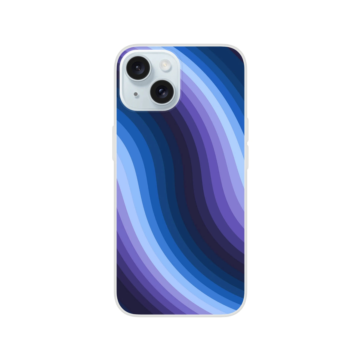 Blue Retro Wave iPhone Case with abstract Y2K swirl for iPhone 13-16, slim matte protection