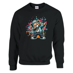 Dab Teddy Bear men's graphic sweatshirt in black with bold teddy bear hoodie; soft cotton-poly blend.