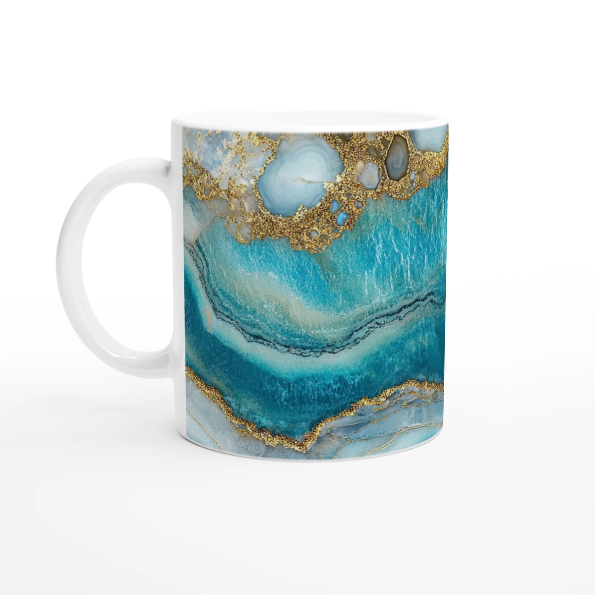 Blue & Gold Agate Mug with luxury marble-effect ceramic finish for coffee or tea