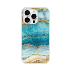 Blue and gold marble iPhone case for 13-16 ocean agate slim matte finish long-lasting print shock-absorbing protection