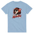 Retro pop art graphic tee featuring a red bobbed woman in sunglasses licking a lollipop with a heart icon and star.