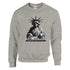 DJ Club Men's Graphic Sweatshirt featuring Statue of Liberty with headphones at a DJ mixer on gray cotton blend fabric
