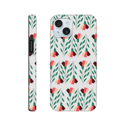 Floral tough dual-layer iPhone case with glossy finish, wraparound print on back and sides for iPhone 16/15/14/13