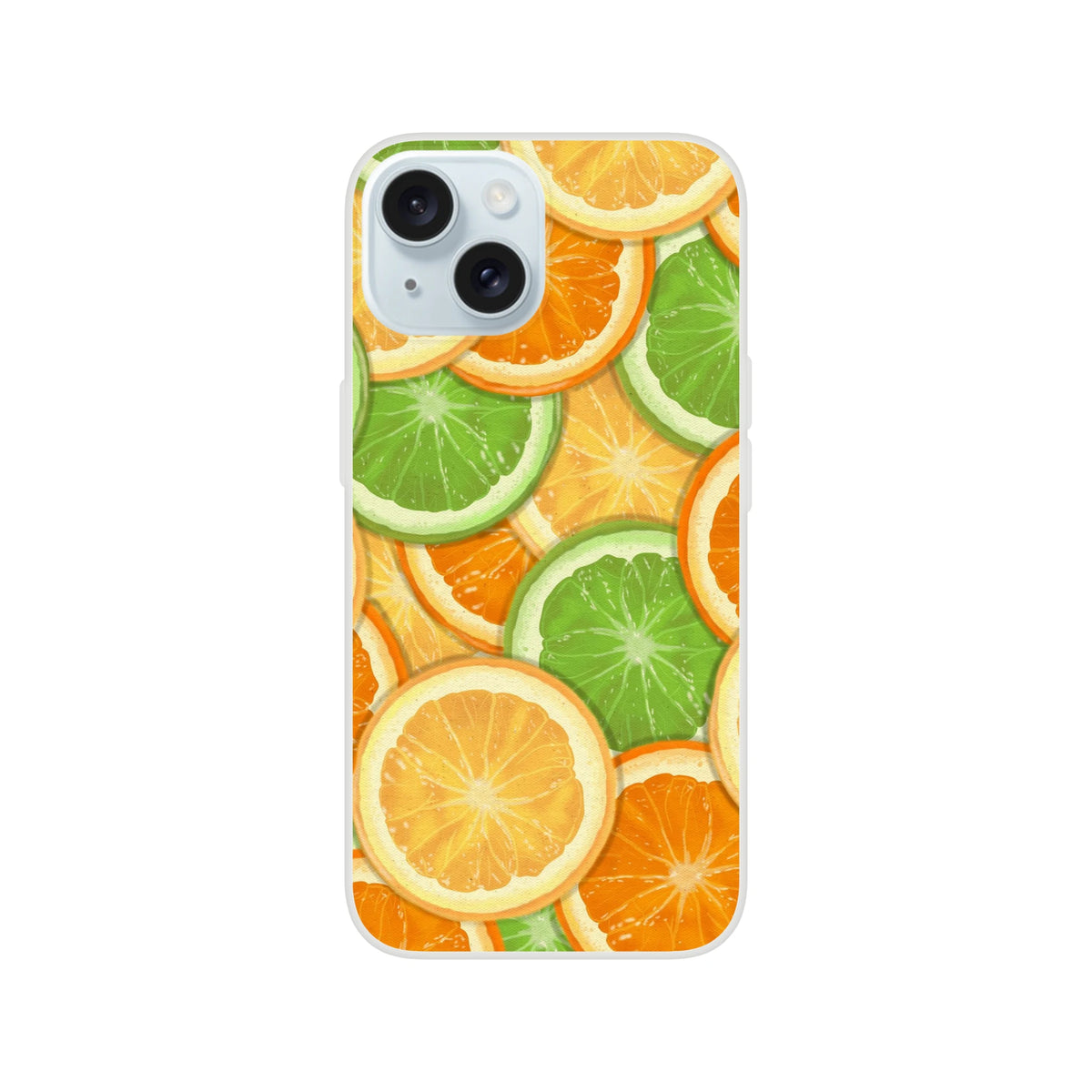 Cute Citrus Fruit iPhone Case (13-16) with orange, lemon, and lime slices.