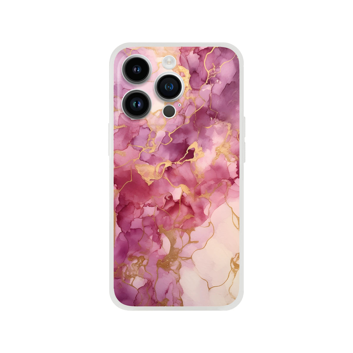 Pink marble iPhone case for 13-16, blush rose gold abstract design with slim matte shell and bold long-lasting print.