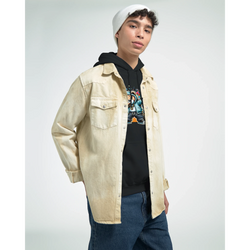 Man wearing black Men's Dab Teddy Bear Hoodie with beige overshirt; 50/50 cotton-poly graphic hoodie, sizes S-XL.