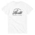 White cotton-blend Hustle graphic T-shirt for men with bold 'Hustle' script logo.