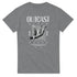Outcast men's graphic T-shirt in heather grey with white gothic-urban print, soft cotton blend, sizes S-XL