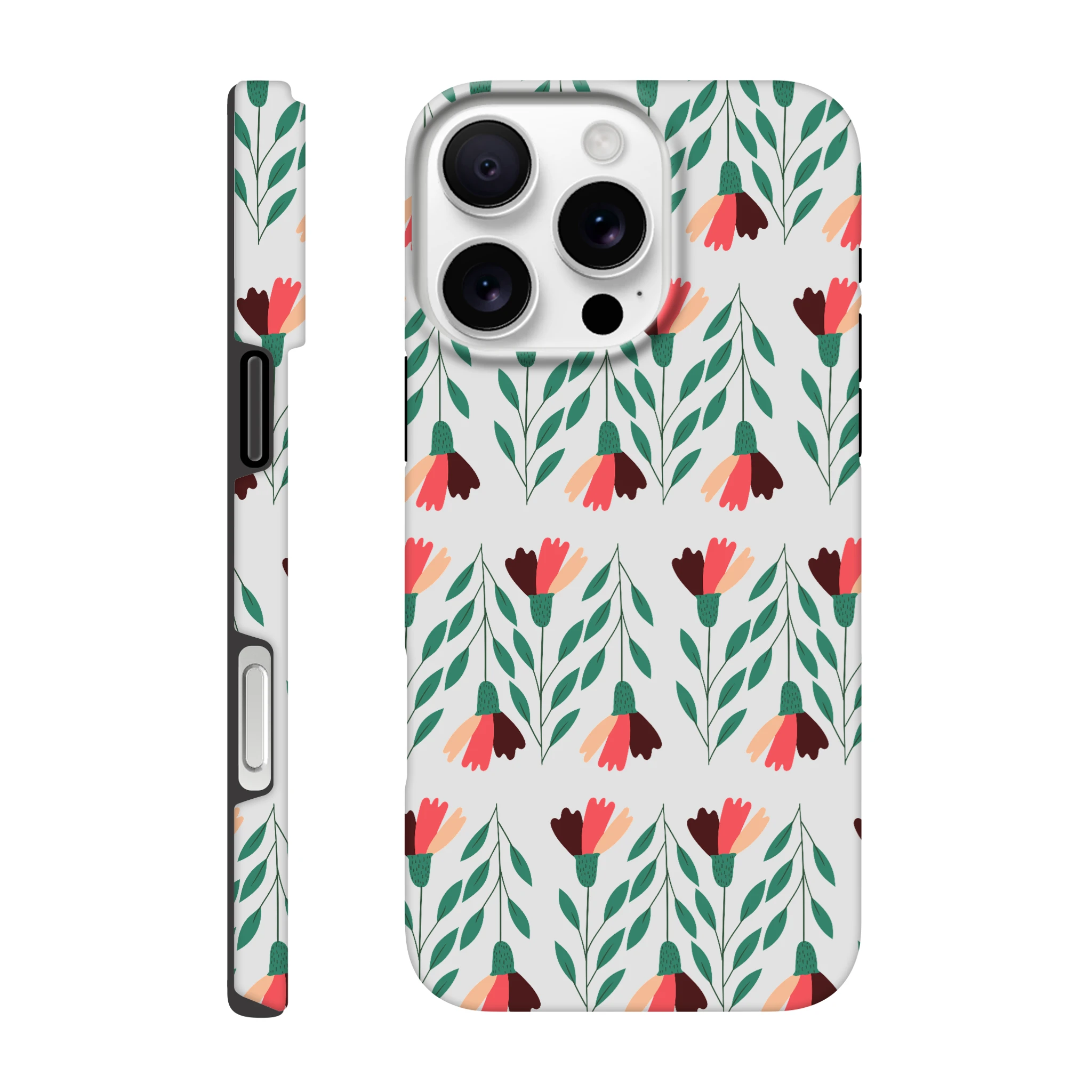Floral wraparound protective case with dual-layer durability and glossy finish for iPhone 16-13.