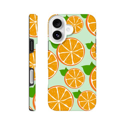 Bold citrus orange slice pattern iPhone case for 13-16 with reinforced drop-proof bumpers