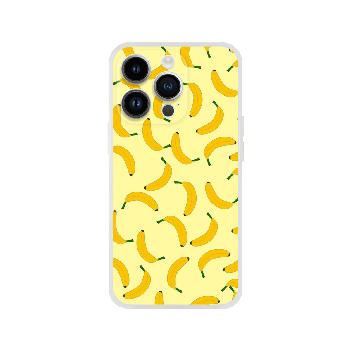 Yellow banana-pattern iPhone case for iPhone 13-16, slim protective matte shell with shock-absorbing design.