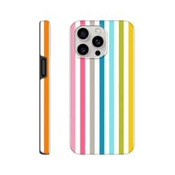 Retro rainbow multicolour stripe tough iPhone case compatible with iPhone 13-16 series.