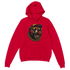 Red men's Grizzly Bear hoodie with a roaring bear graphic wearing sunglasses and a gold chain.