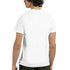Back view of white cotton blend T-shirt on model, JDM men's tee, sizes S to XL