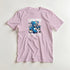 Pink men's cotton-blend T-shirt with blue teddy bear graphic and WANTED DEAD OR ALIVE text.