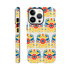 Floral wraparound tough protective phone case for iPhone 16, 15, 14, 13 with dual-layer glossy finish.