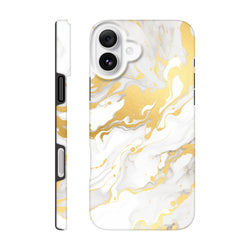 Luxury white and gold abstract marble iPhone case featuring a seamless wraparound pattern and gallery-grade finish for a stylish, statement look.