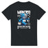 Black cotton T-shirt with a blue teddy bear graphic, money bags, and “WANTED DEAD OR ALIVE” text.