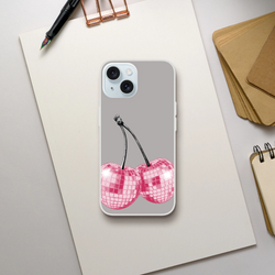 Y2K Glitter Cherries iPhone Case for iPhone 13-16 with retro aesthetic cherry design.