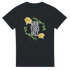 Women's Good Vibes Only graphic tee with yellow roses and vine on a dark charcoal cotton blend