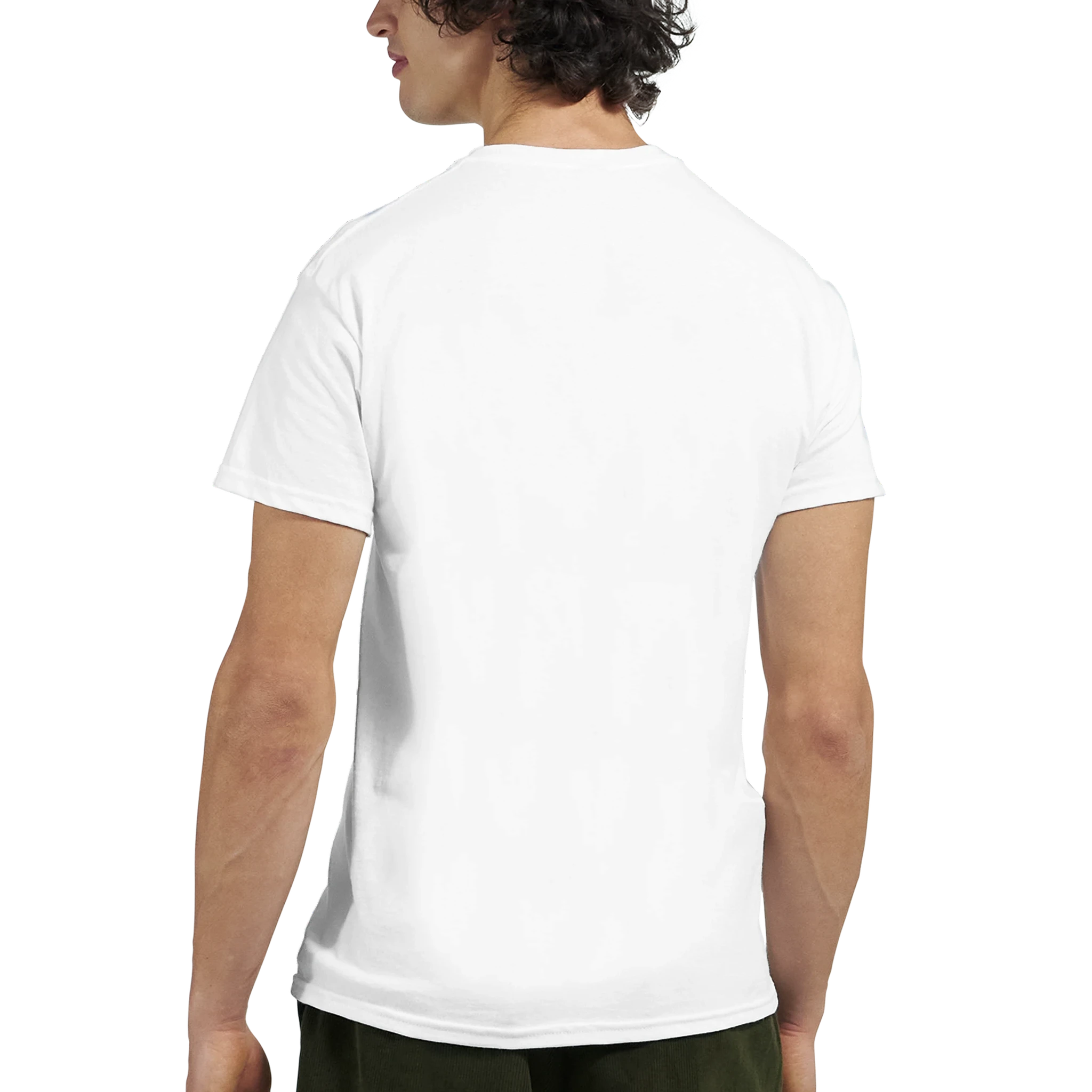 White Car T Shirt in heavyweight soft cotton, relaxed classic fit, back view with double-needle hems.