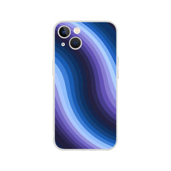 Blue Retro Wave iPhone case for 13-16 with abstract Y2K swirl, matte finish, slim protection.