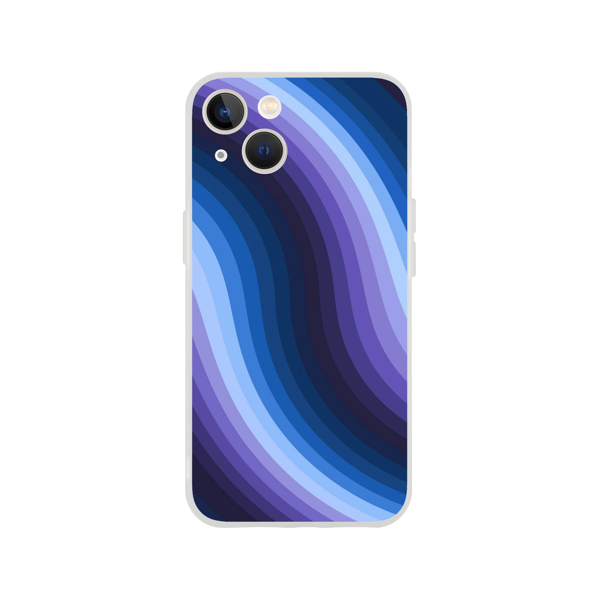 Blue Retro Wave iPhone case for 13-16 with abstract Y2K swirl, matte finish, slim protection.