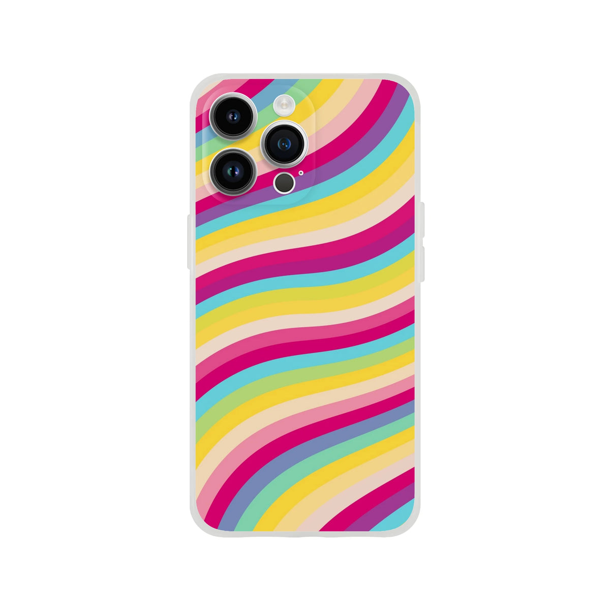 Groovy Rainbow Wave iPhone case for 13-16 with a retro Y2K aesthetic and slim matte finish.
