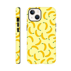 Cute yellow banana pattern iPhone case offering tough protection and a playful fruit design for daily carry.