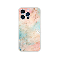 Pastel marble iPhone case with peach and aqua abstract design for iPhone 13-16.