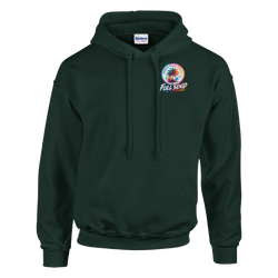 Dark green Low Life Petrolhead hoodie for men featuring a colorful Urban Palm Trees Full Send graphic and front pouch pocket.