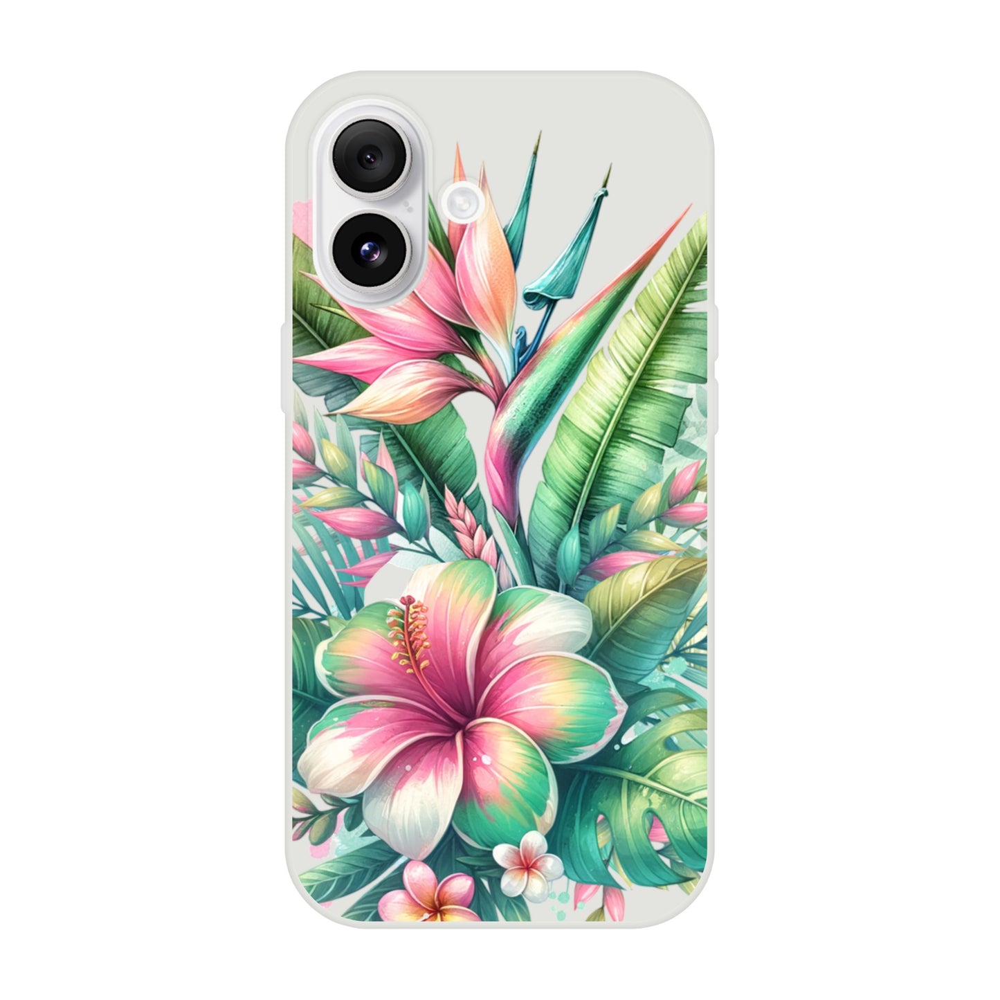 iPhone case with tropical floral design on a white background 6