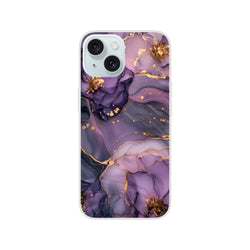Purple and gold Marple iPhone case (13-16) with luxury abstract agate marble pattern.