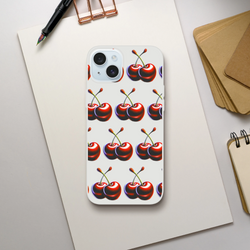 Cherries pattern slim protective phone case for iPhone 13–16 with frosted clear finish