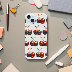 Cherries pattern slim protective iPhone case for iPhone 13–16, transparent frosty finish
