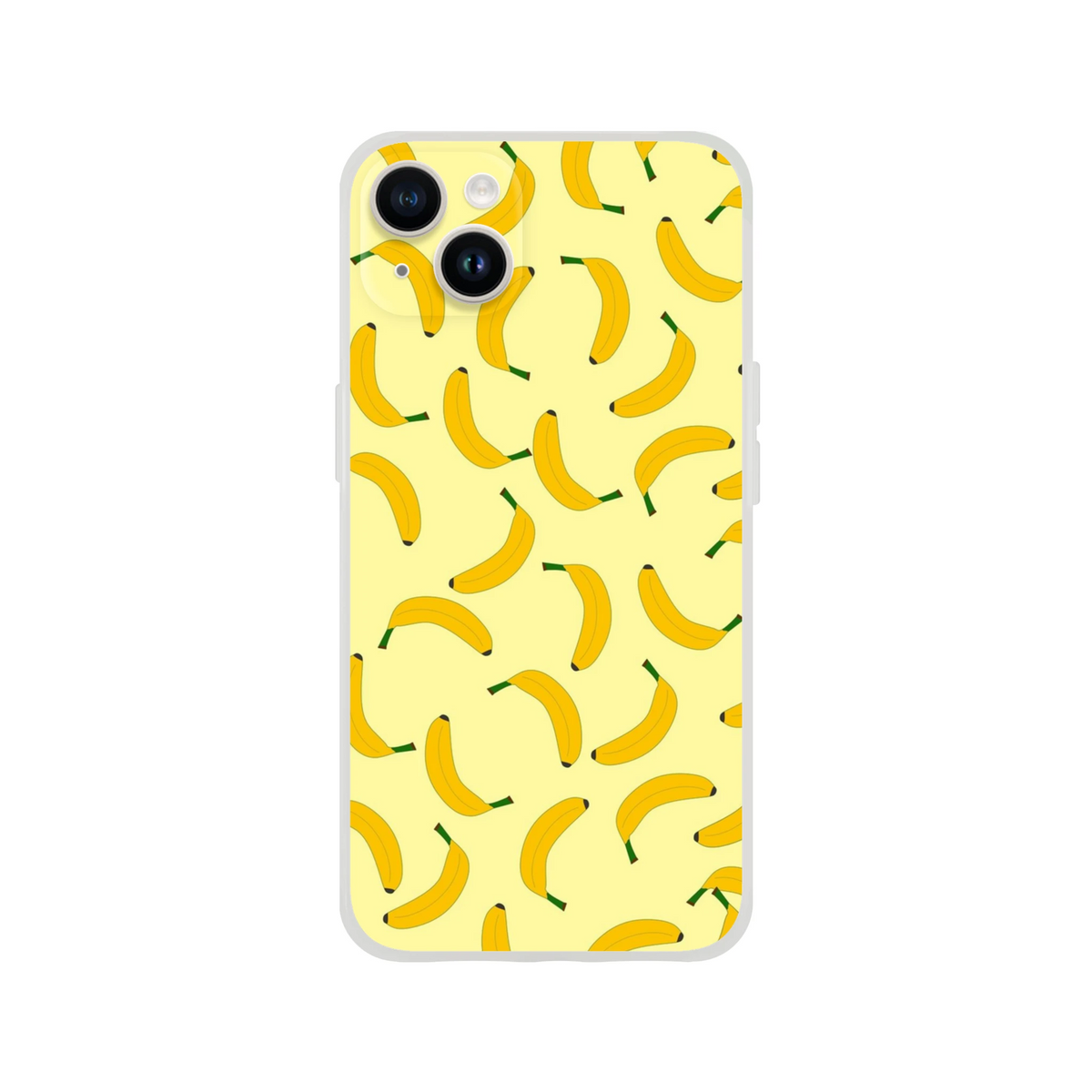 Banana-pattern iPhone case for 13-16, yellow fruit design with slim matte shell.