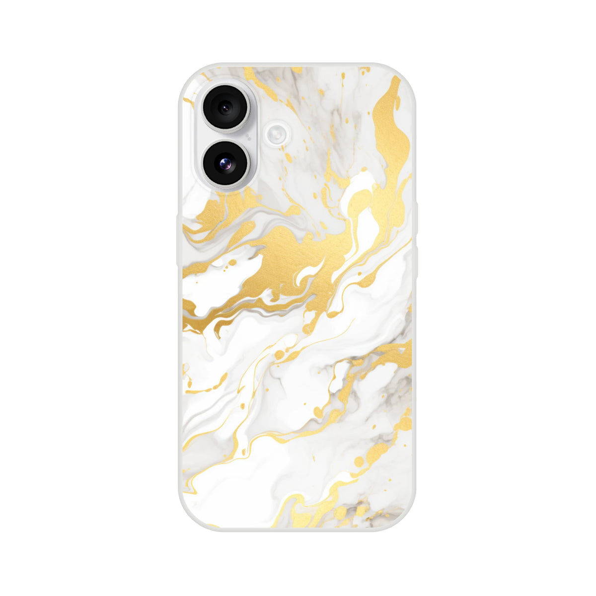 Gold & Cream Marble iPhone Case (13-16) Luxury Abstract Aesthetic with Matte Finish.