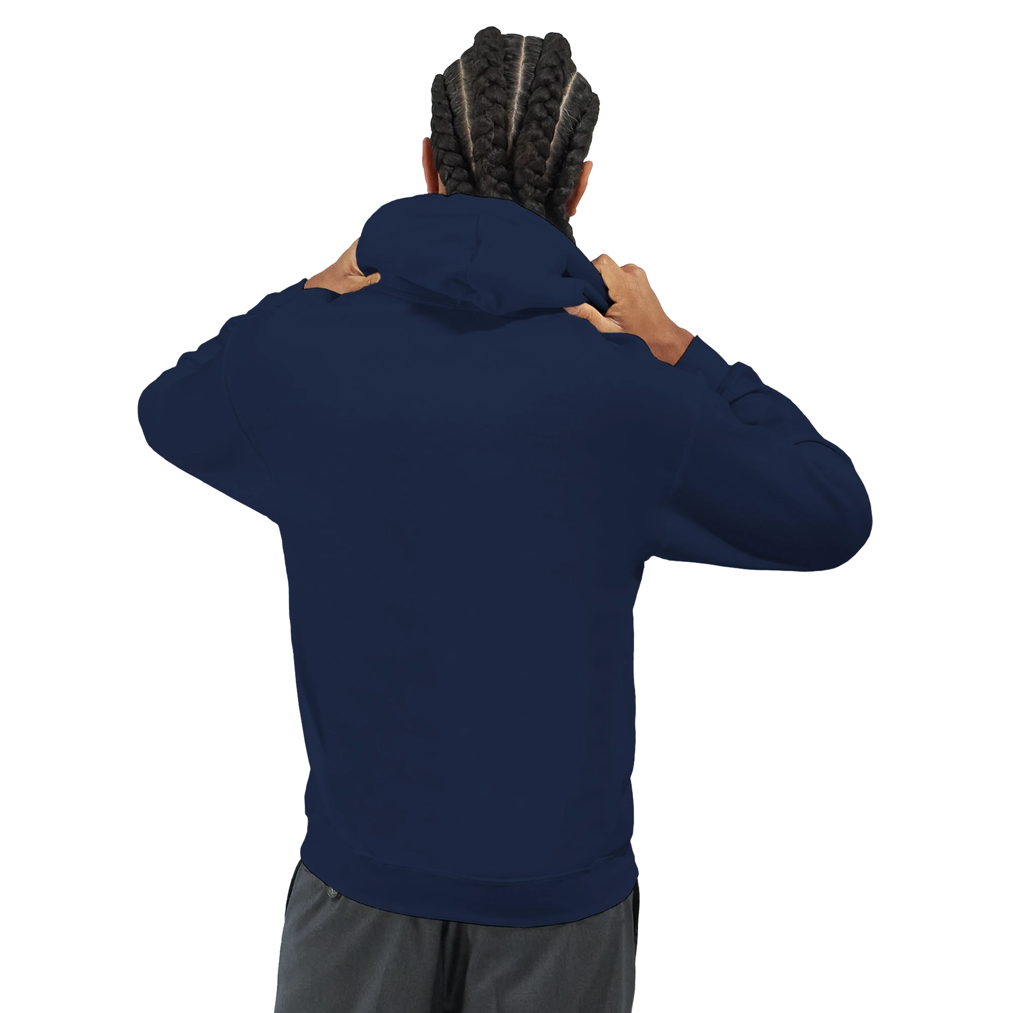 Car Jumper JDM Hoodie navy blue, soft 50/50 cotton-poly blend, double-lined hood, front pouch pocket.